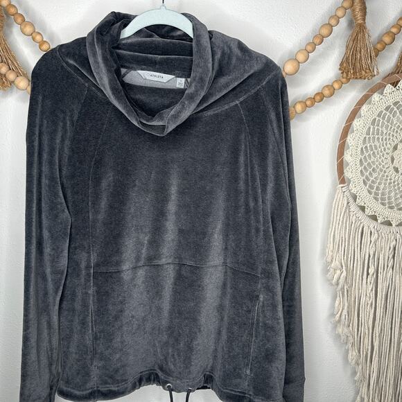 Athleta Gray Velour Velvet Turtleneck Pullover - Picture 1 of 5